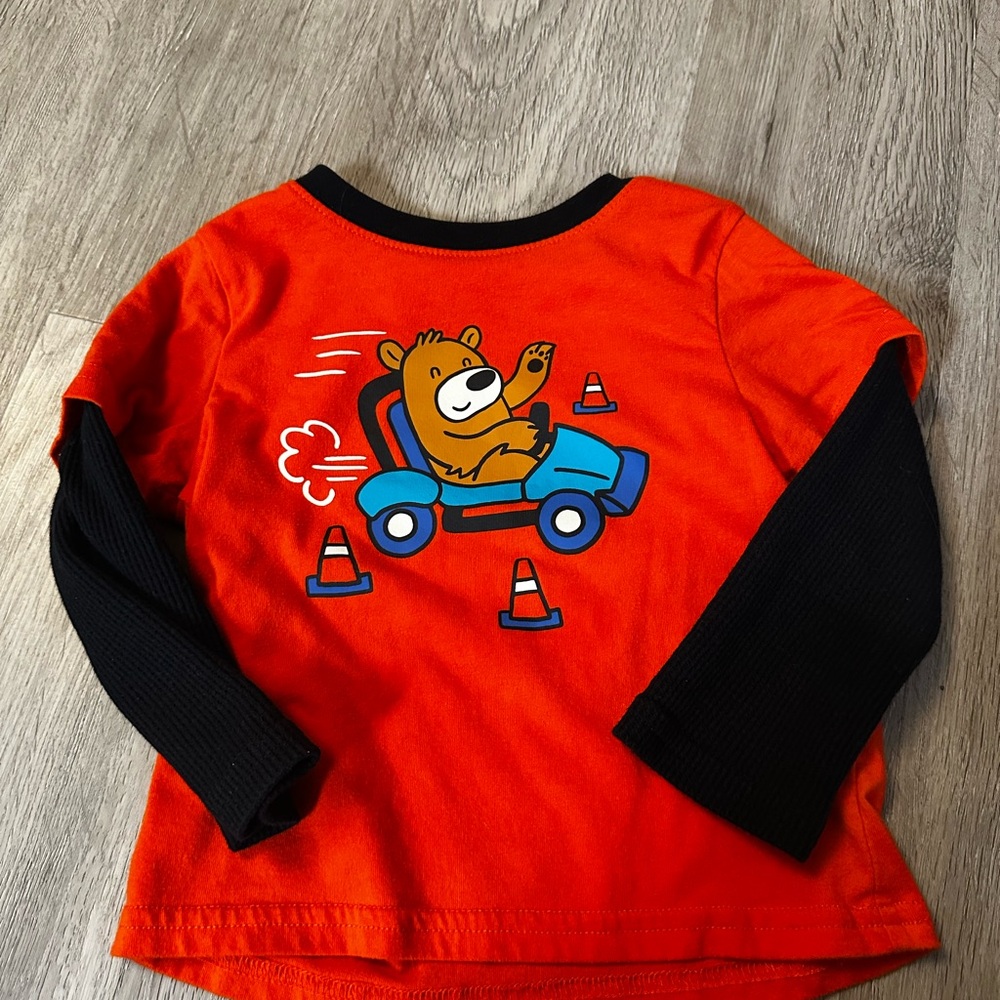 The Children's Place Orange and Black Bear Graphic Shirt